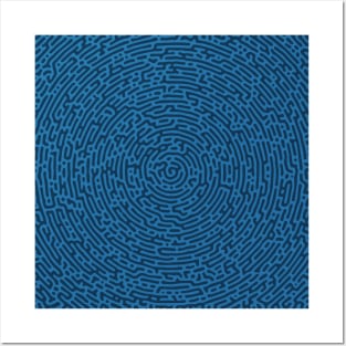 Circular Spiral Turing Pattern (Blue) Posters and Art